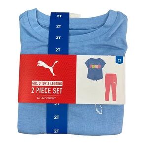 Size 2T Puma Light Blue Top with Pink Leggings Girls Set